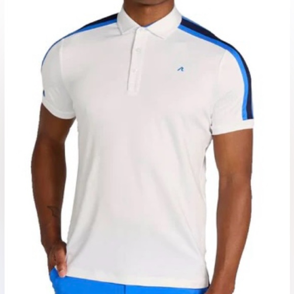 RedVanly Bright White Sevigne Polo Golf Performance Blue Black